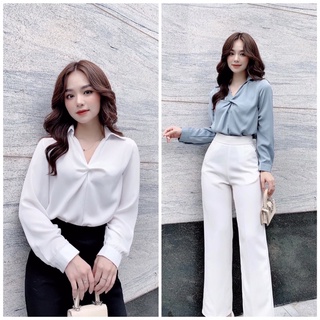 ⚡️bán sỉ⚡️áo sơ mi xoắn ngực lụa satin 2 màu