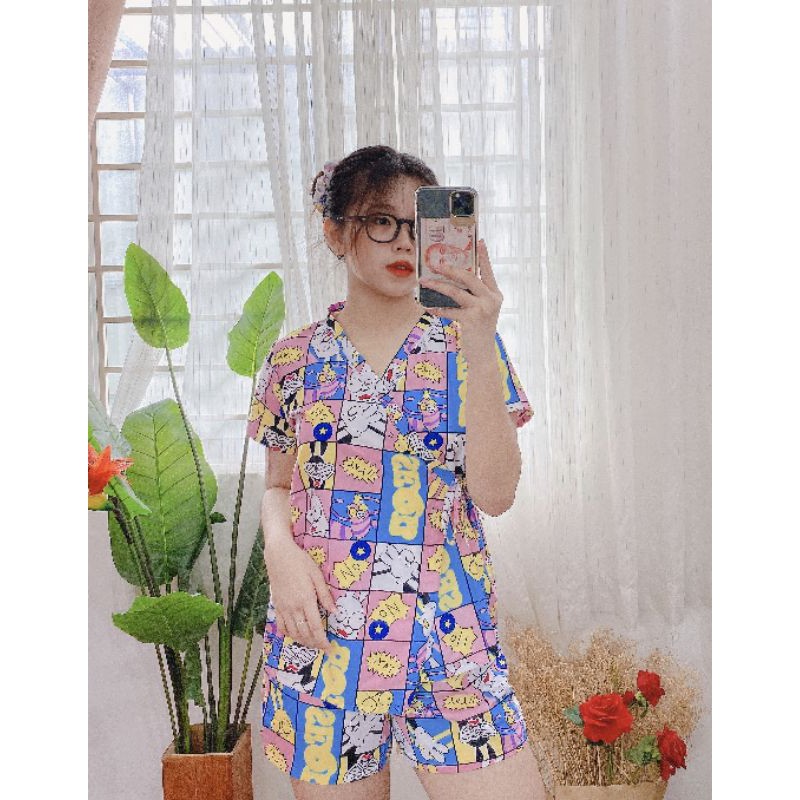 bộ pijama đùi cột dây