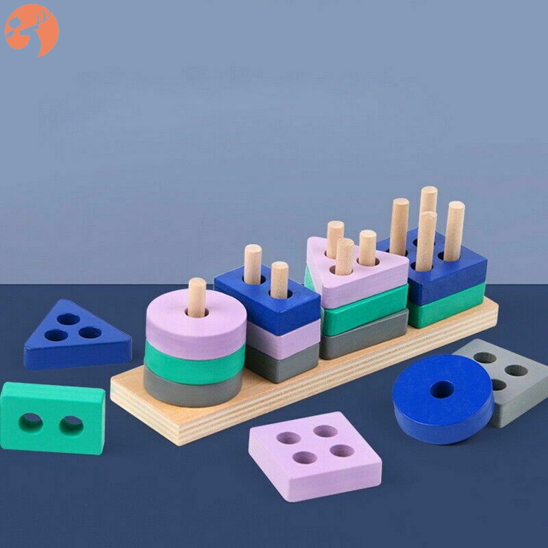 Set đồ chơi xếp hình BeautyBigBang bằng gỗ nhiều màu sắc chuyên dùng cho bé 1 2 3 4 5 tuổi