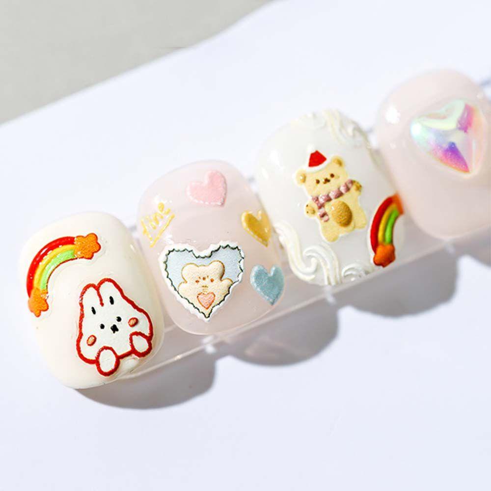 OCEANMAP Miếng Dán Trang Trí Móng Tay 5D Hình Vịt / Gấu Dập Nổi Dễ Thương