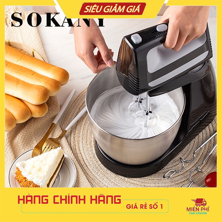 Máy đánh trứng đa năng kèm tô trộn bột rảnh tay SOKANY cối 3.5L [BH 12 Tháng]