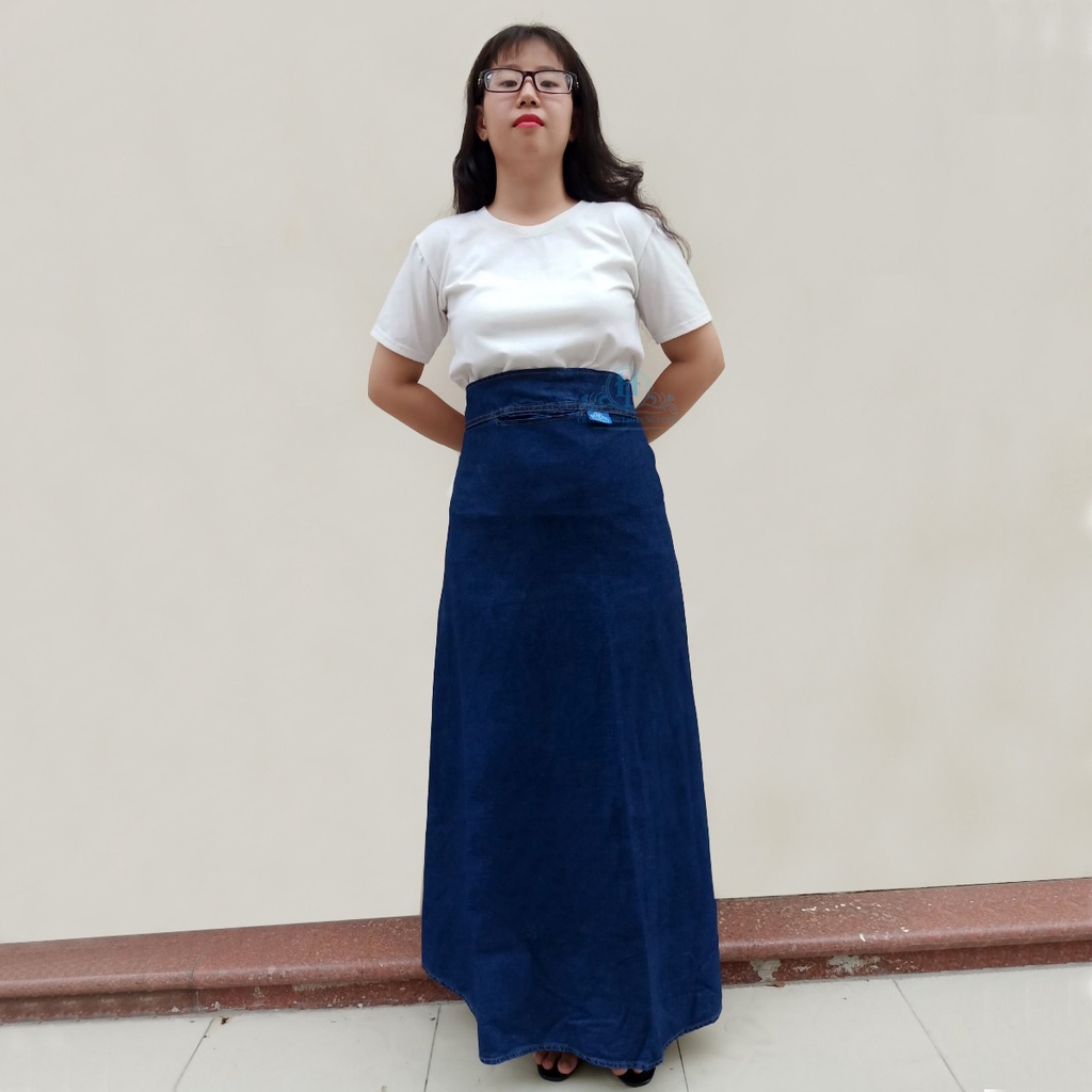 Váy Chống Nắng Xòe Trơn Vải Jean Mềm Đơn Giản Có Nút Bấm Chắc Chắn H&amp;T Fashion