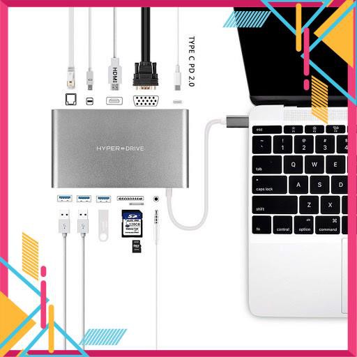 Cáp Macbook Pro HyperDrive DRIVE Ultimate USB-C Hub full cổng [Freeship 10k]