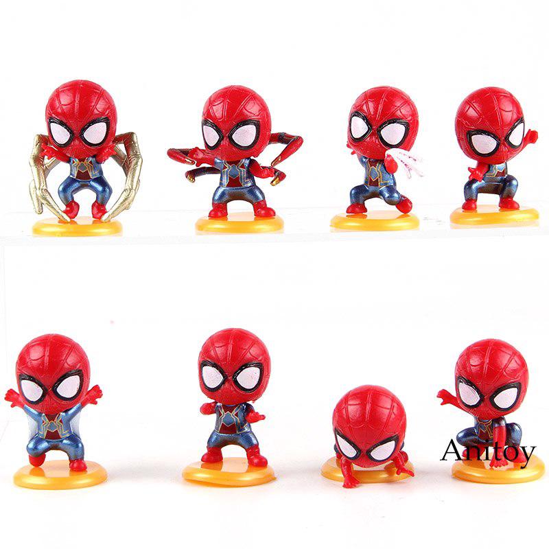 Set 8 mô hình đồ chơi nhân vật siêu anh hùng Spiderman Iron Man dễ thương