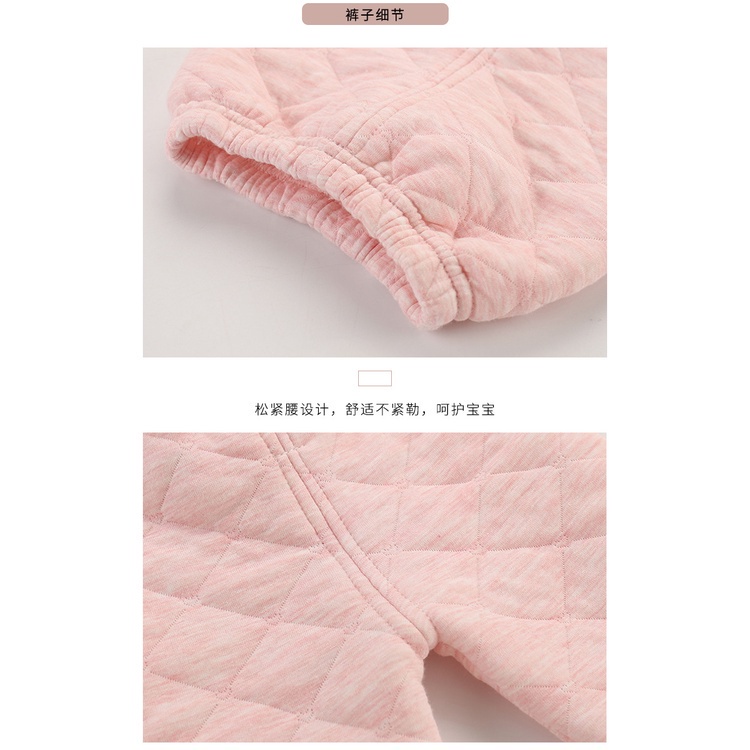 Bộ đồ ngủ tay dài ba lớp bằng cotton dày dặn giữ ấm 66-130CM dành cho trẻ sơ sinh