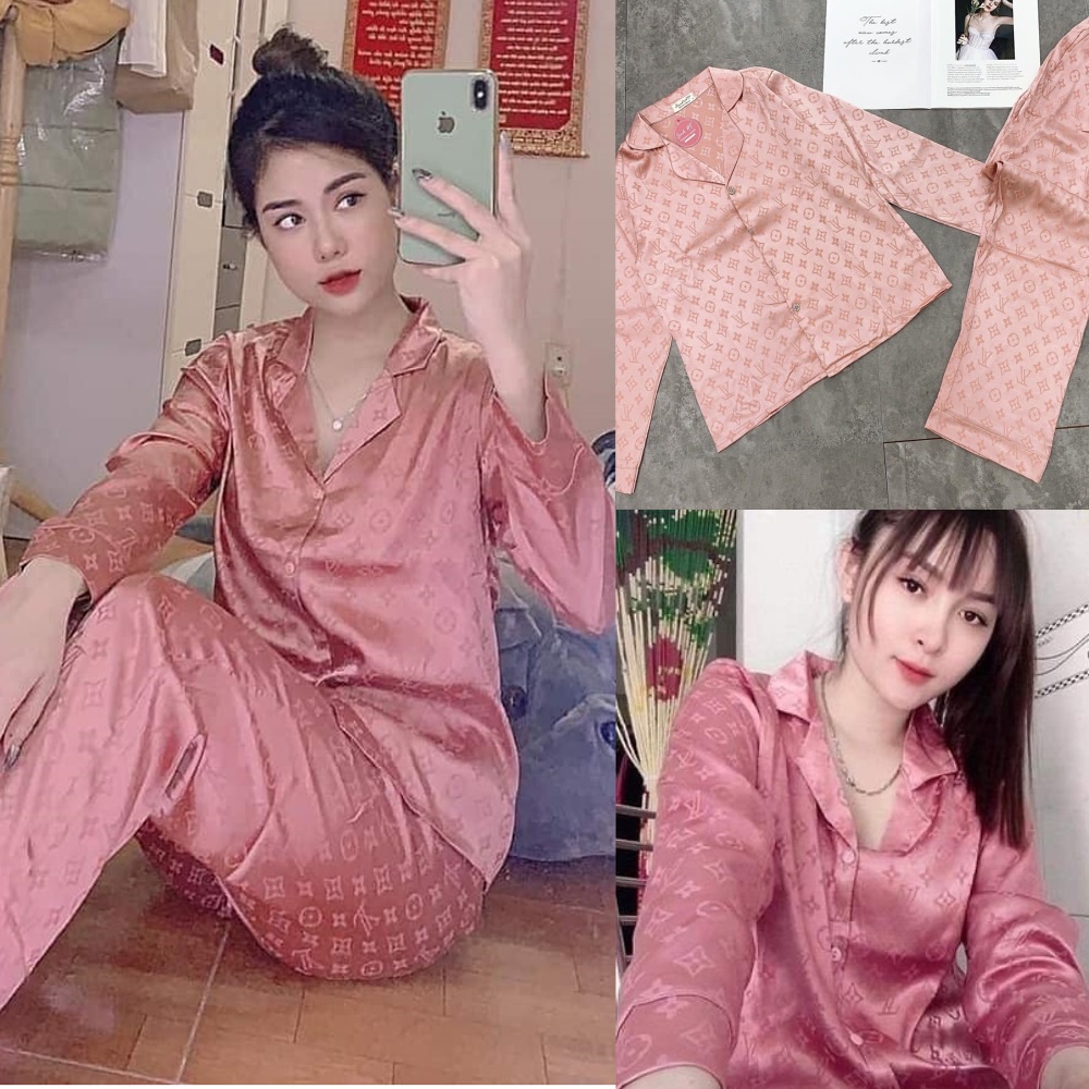 SQ017 Set đồ bộ lụa gấm satin pijama dài tay quần dài mặc nhà sang chảnh Bộ ngủ nữ các màu pizama hot hit
