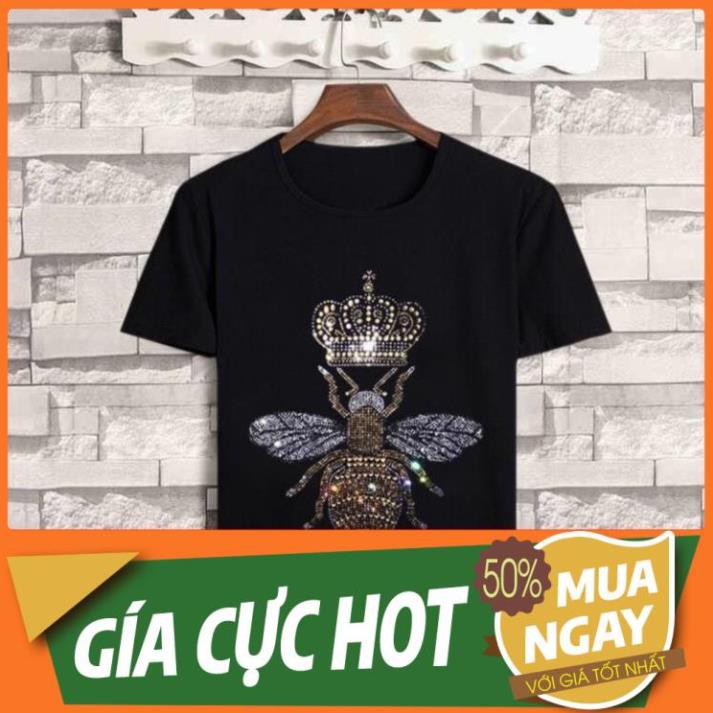 SIÊU BÈO SIÊU RẺ RẺ MẠT áo thun nam tay ngắn đính hạt đá gucci ong vương miện quảng châu
