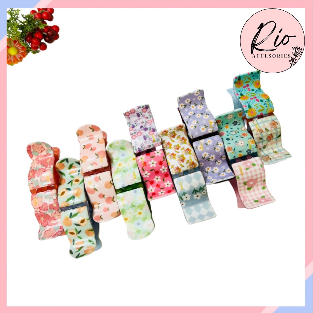 [Hình thật] Kẹp tóc càng cua 5 răng 3D cao cấp honey nhiều họa tiết dễ thương K5R