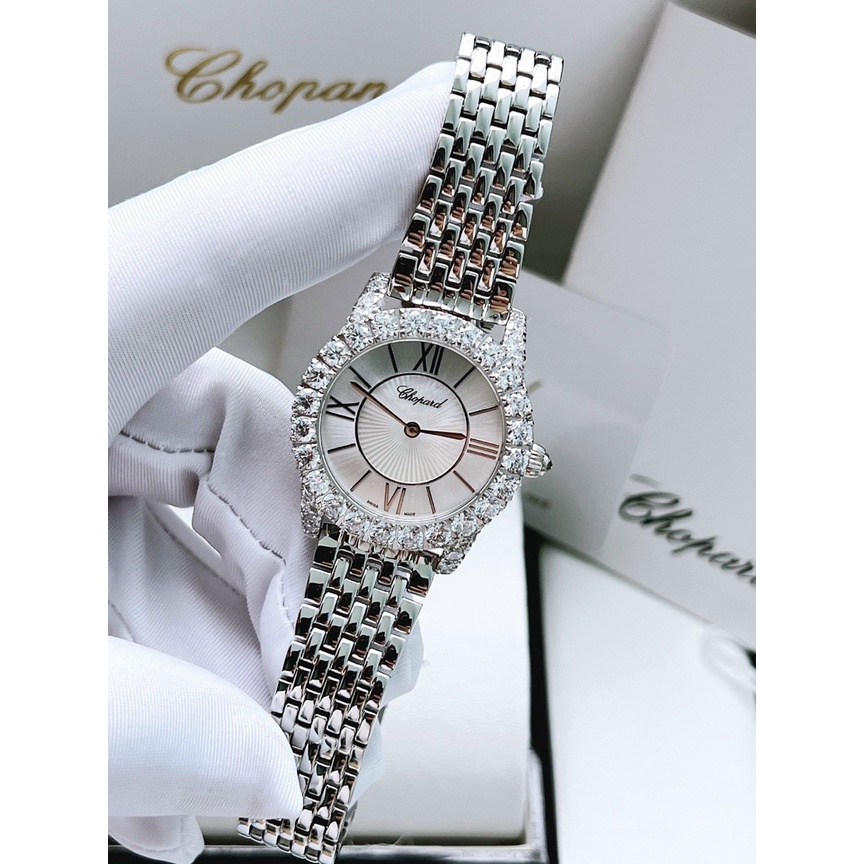 Đồng hồ nữ Chopard L'Heure Du Diamond siêu cấp máy Ronda 715 Thụy Sĩ, mặt full diamond kết hợp xà cừ