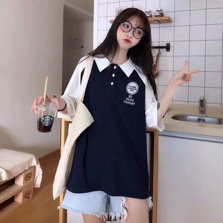 ÁO POLO THÊU CHỮ PHỐI MÀU TRẮNG ĐEN VIỀN SỌC - ÁO THUN CỔ BẺ RAGLAN EVERYDAY