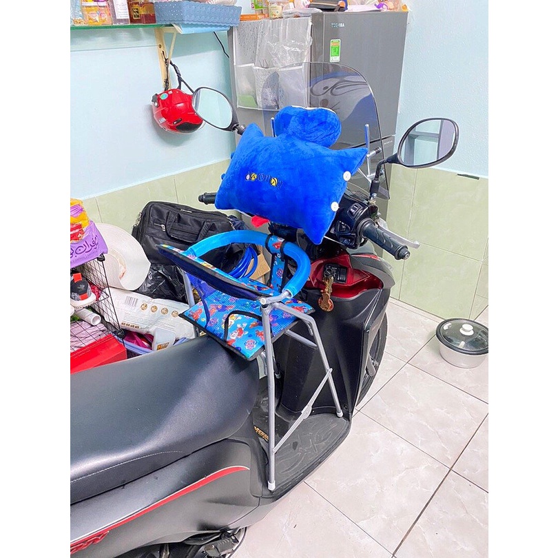 (freeship) Ghế ngồi xe máy Vision có vòng an toàn cho bé , GHẾ GA XẾP SẮT SƠN TĨNH ĐIỆN