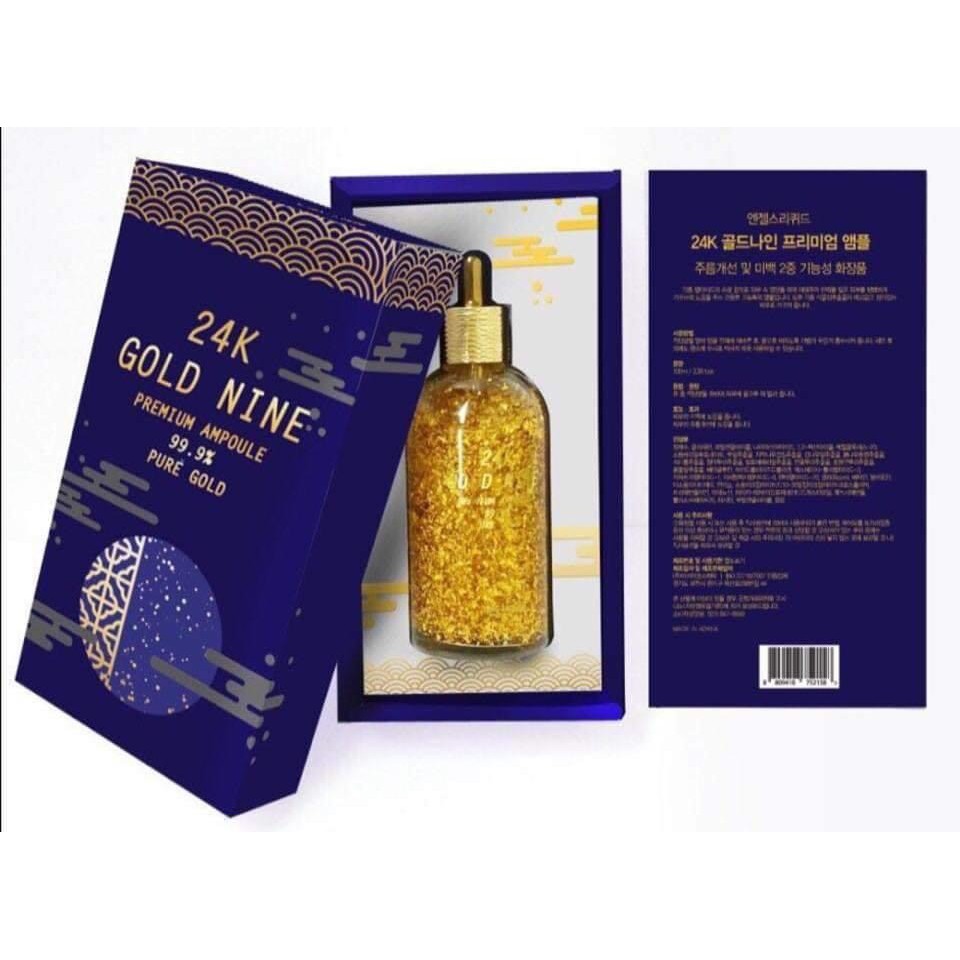 Serum vàng 24k gold Nine premium ampuople 99.9% pure gold chai 100ml của Hàn Quốc