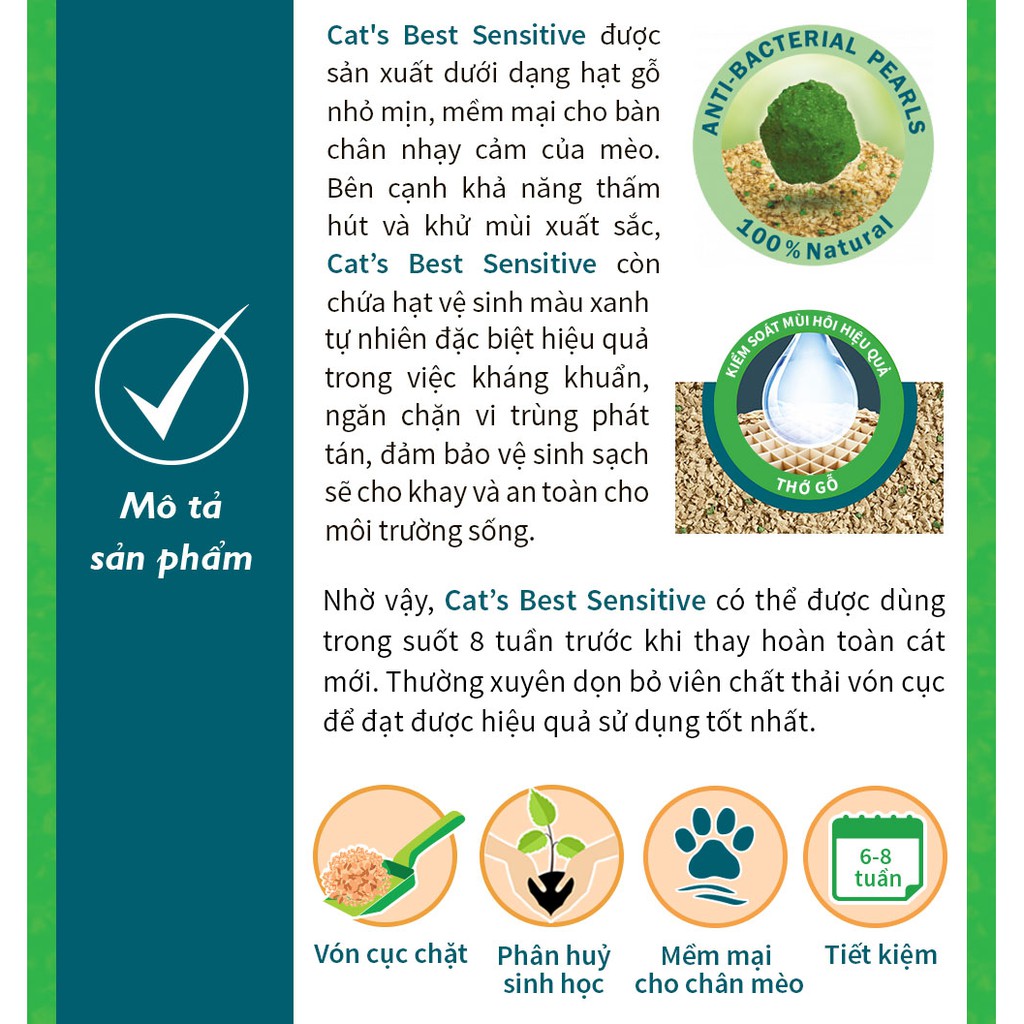 [SALE LỚN] Cát vệ sinh hữu cơ cho mèo - Cat's Best Sensitive