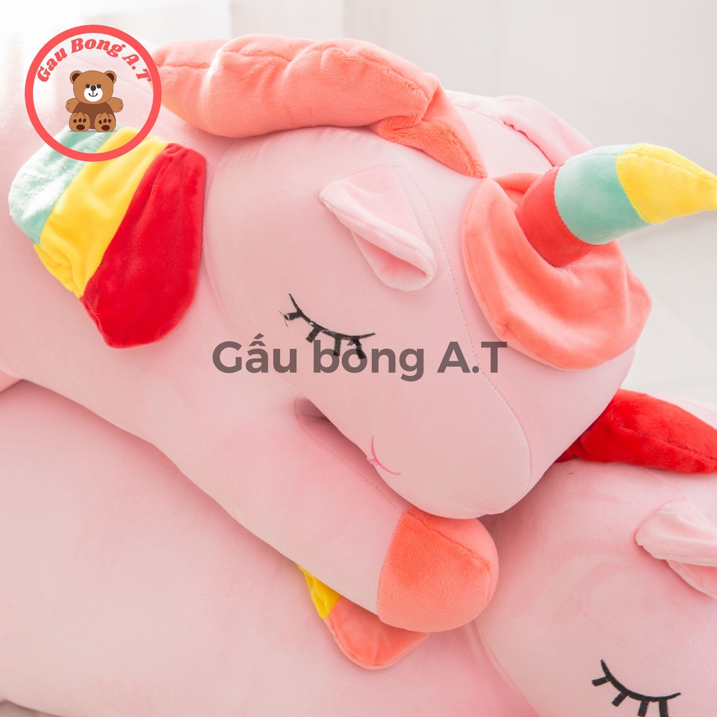 Gấu Bông Kỳ Lân_Kỳ Lân Unicorn_Gối Ôm Ngựa Pony 1 sừng vải co giãn 4 chiều cao cấp size 80-1m2