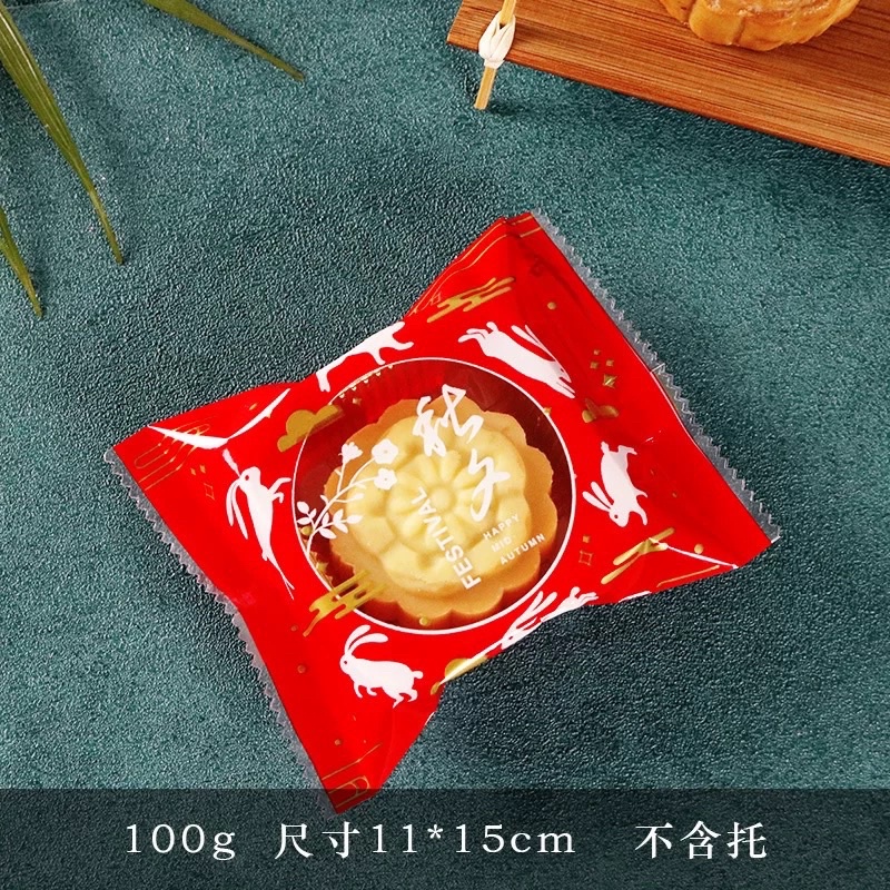 95-100 bộ khay túi bánh trung thu 50gr mẫu thỏ ngọc đỏ