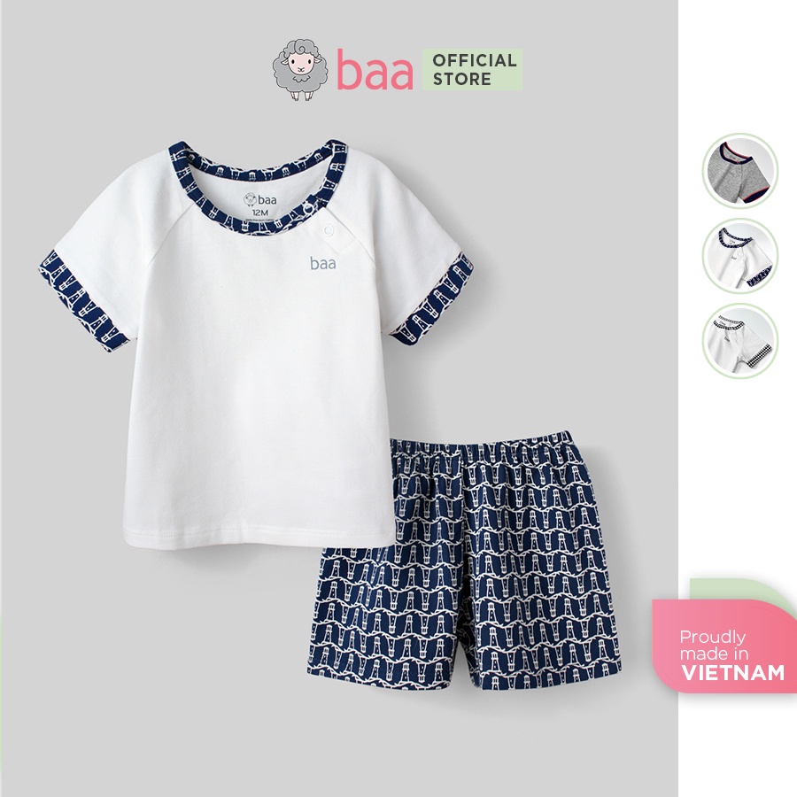 Đồ bộ bé trai BAA BABY cotton ngắn tay in họa tiết - BT-DB04N