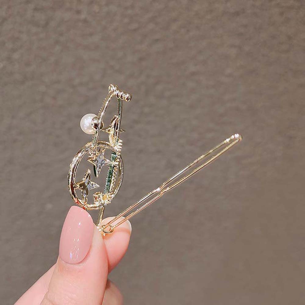 Kẹp Tóc Hình Trăng Sao Đính Ngọc Trai Đơn Giản Thanh Lịch