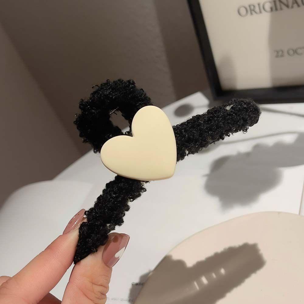 TWINKLE Kẹp TóC HìNh TráI Tim MàU Đen / Cà Phê BằNg Acrylic ThờI Trang Cho Nữ