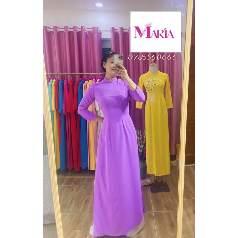 [𝐌𝐀𝐑𝐈𝐀]𝙏𝙃ƯƠ𝙉𝙂 𝙃𝙄Ệ𝙐 ÁO DÀ màu 𝐓Í𝐌 CÀ  2 Tà (1 lớp) chuẩn FORM