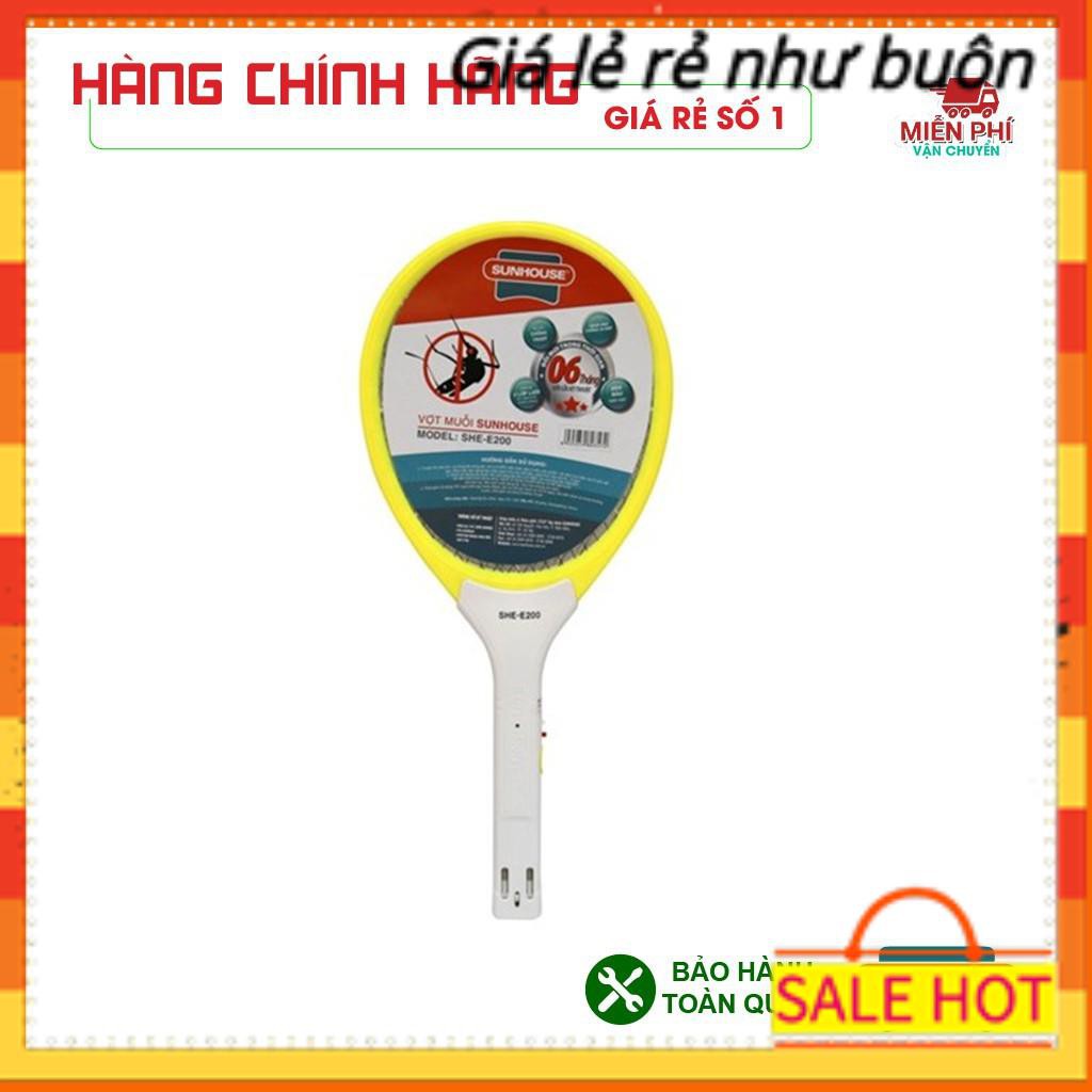 Vợt muỗi Sunhouse SHE-E200  tích hợp đèn báo sạc tiện dụng, nhựa ABS chịu va đập mạnh.