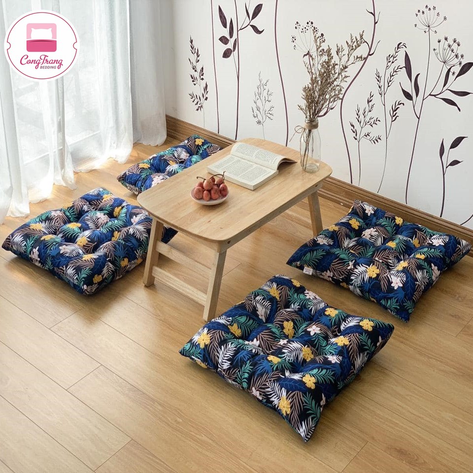 Đệm Ngồi Bệt Kiểu Nhật Bông Trắng Kiểu Tròn Sang Trọng (40cm x 40cm được chọn mẫu)