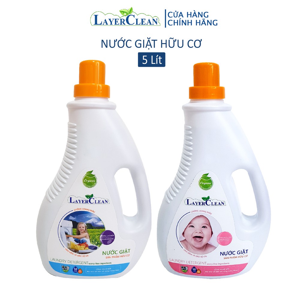 Nước giặt hữu cơ Layer Clean hương Gió biển 5L - Mùi hương dịu nhẹ, an toàn, không gây kích ứng da