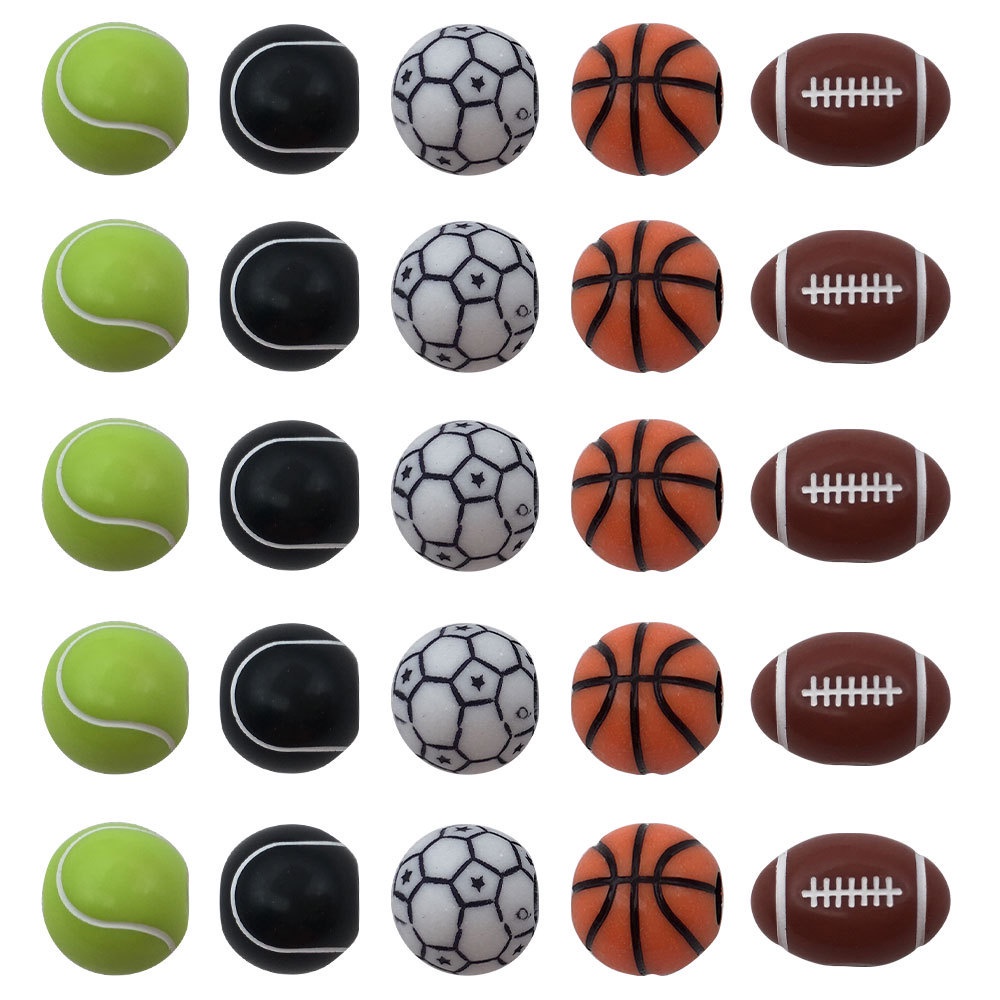 Bộ 50 Hạt Nhựa Nhiều Màu Hình Quả Bóng Thể Thao