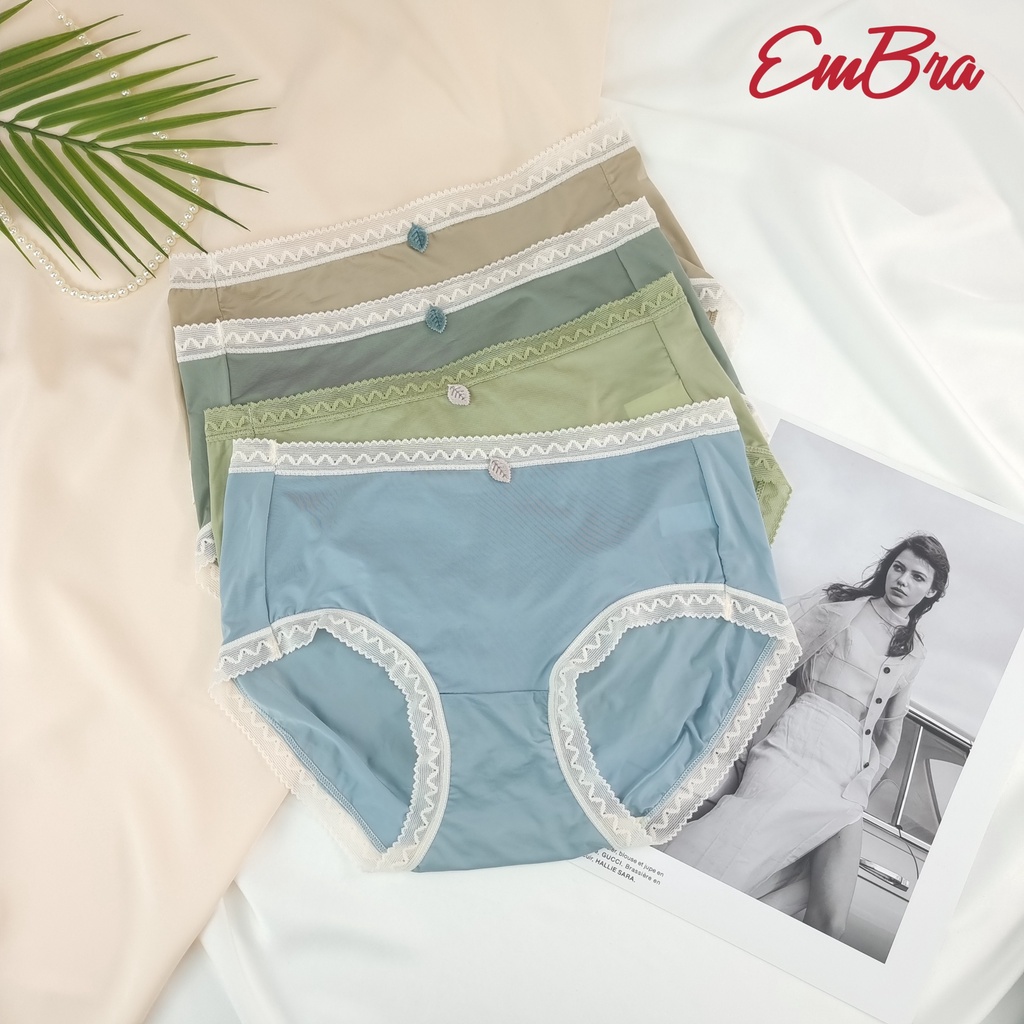 Quần lót nữ EMBRA thun lạnh đính Lá cao cấp nhiều màu EBQL25