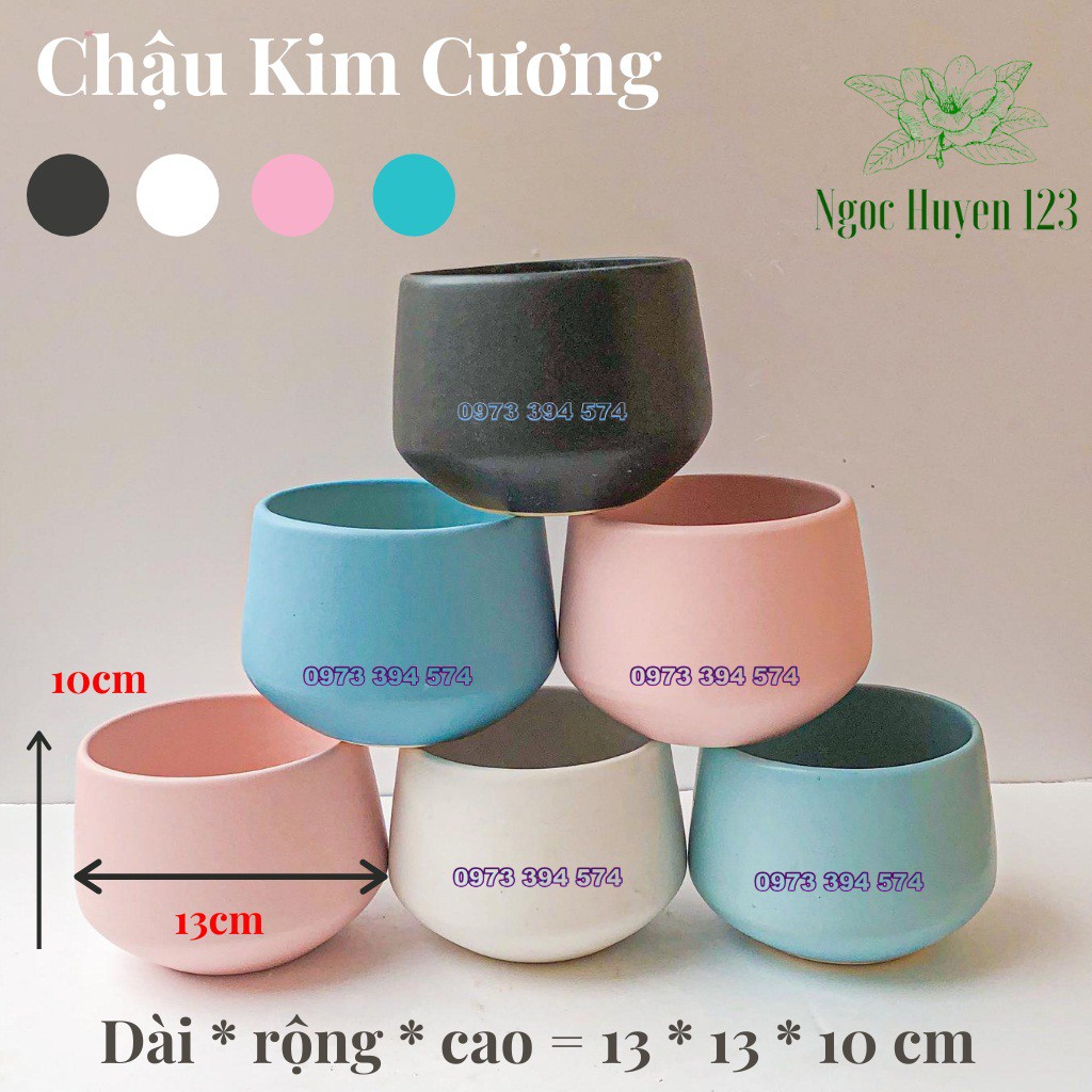 Chậu Sứ Kim Cương Size To (10x13cm) - Hàng BÁT TRÀNG Loại I