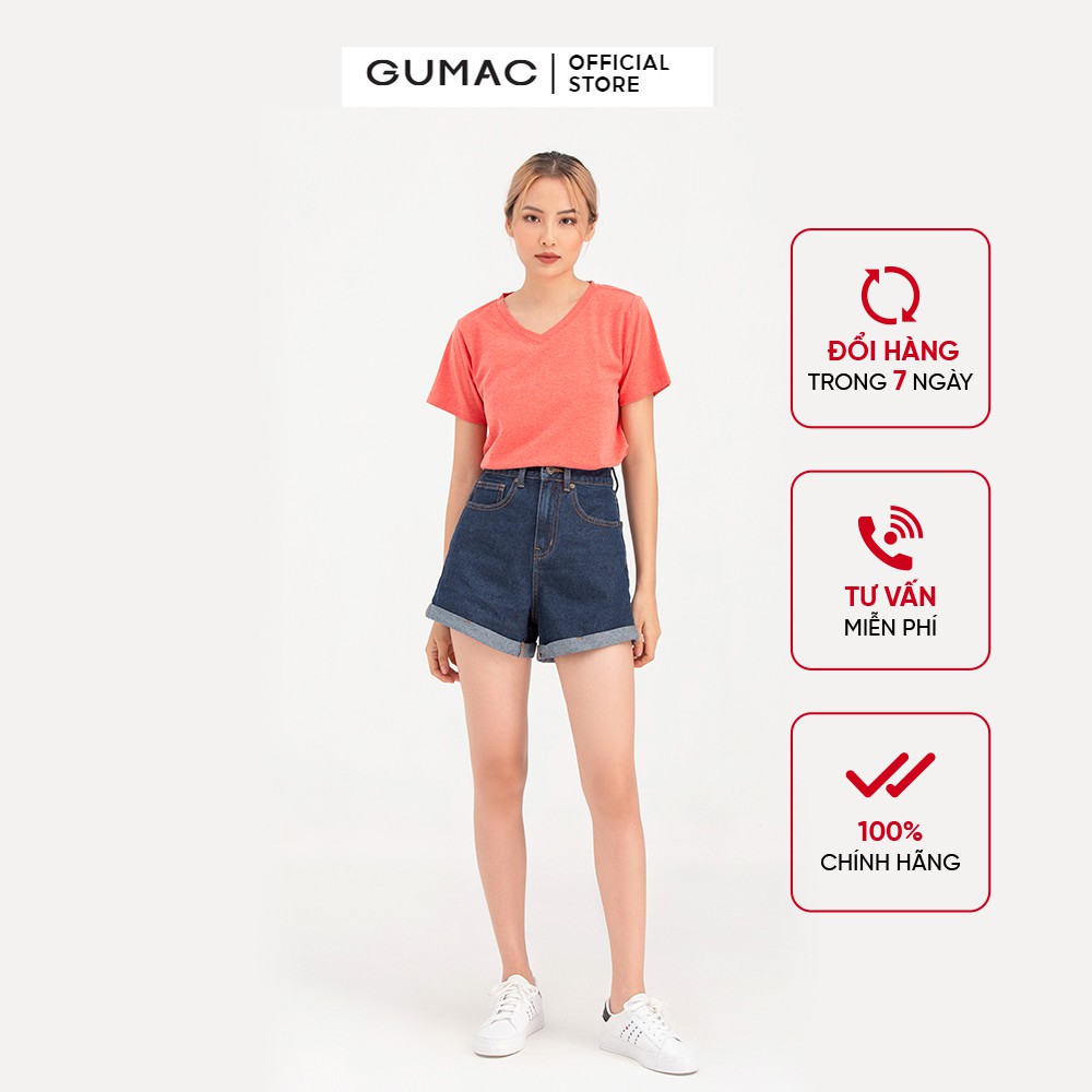 [Mã WABRGUM giảm 10% tối đa 30K đơn 99K] Áo thun nữ cổ tim cơ bản thời trang nữ GUMAC form basic năng động ATC04020 | BigBuy360 - bigbuy360.vn