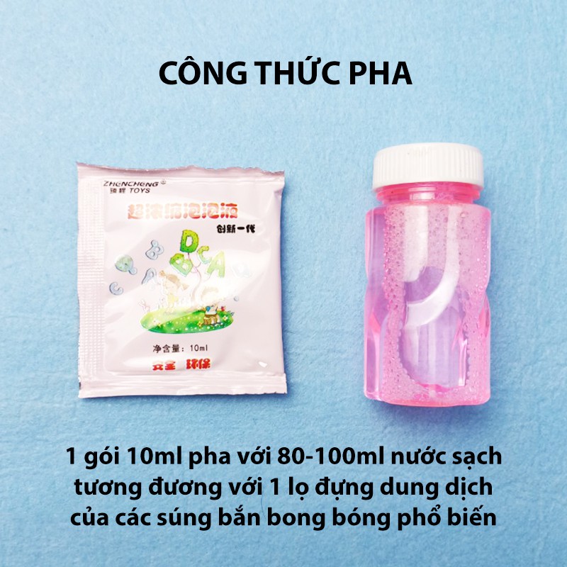 [RẺ NHẤT] Nước Pha Bong Bóng Xà Phòng túi 10ml, Dành Cho Đồ Chơi Thổi Bong Bóng (1 gói pha với 80 - 120ml nước)