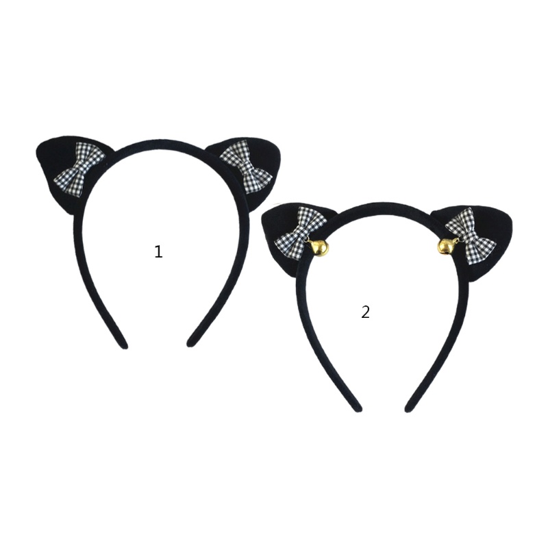 Flgo Băng Đô Tai Mèo Phối Lông Có Chuông Hoạt Hình Dùng Rửa Mặt / Biểu Diễn Tiệc Tùng