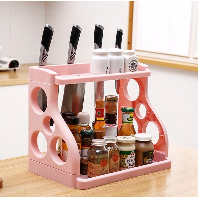 Kệ đựng gia vị nhà bếp, ❣️FREE SHIP ❣️Kệ để đồ thông minh 2 tầng đa năng tiết kiệm không gian MKS045