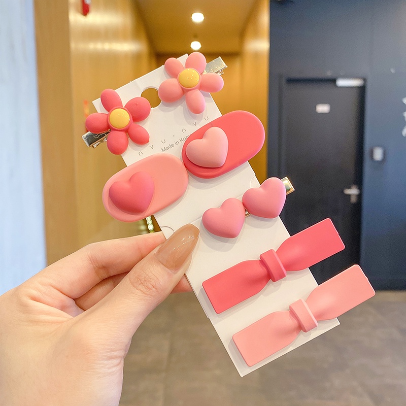 Kẹp Tóc Hình Nơ Màu Hồng Dễ Thương Phong Cách Hàn Quốc