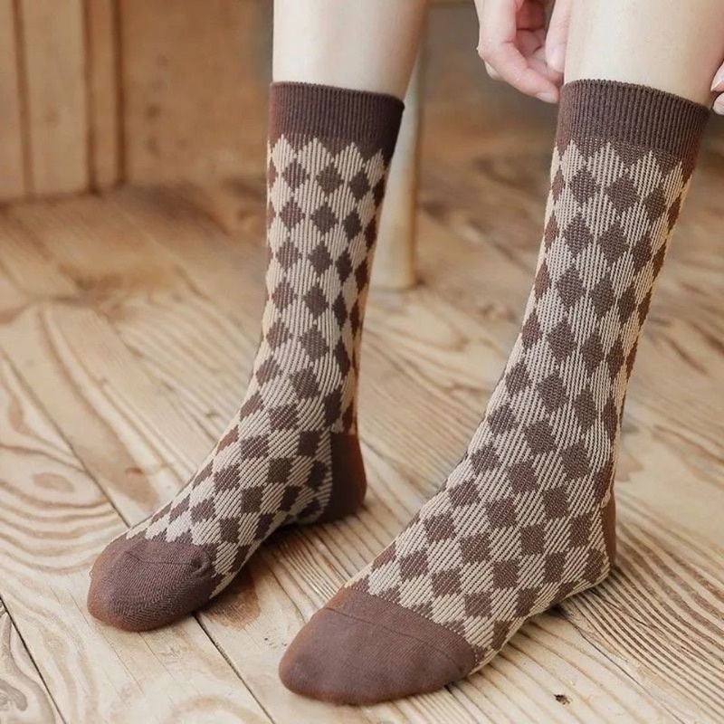 [Tonashoe] Tất Thổ Cẩm Hoạ Tiết Nâu Unisex Nam Nữ M35