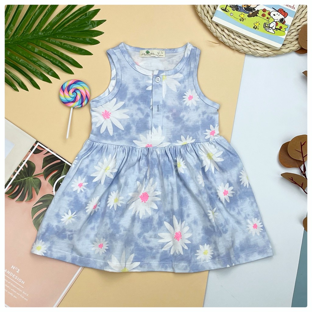 Váy cotton sát nách cài cúc cổ trụ bé gái size 1-10, cho bạn từ 10-29kg. Chất cotton siêu mát, siêu đẹp, mặc mát. Lô 1