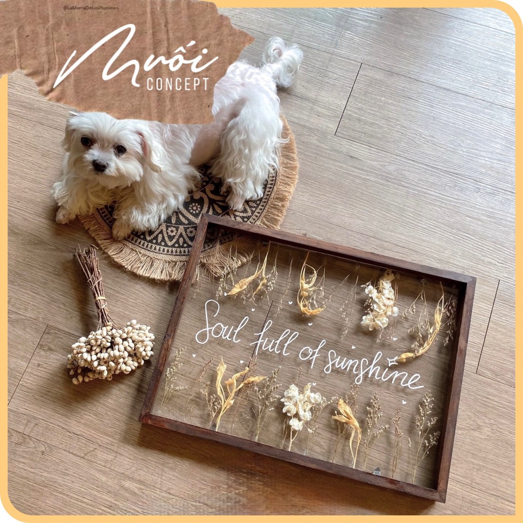 ᴍᴜốɪ ᴄᴏɴᴄᴇᴘᴛ | Tranh hoa khô - Mẫu chữ nhật Bố cục trên dưới hoa cỏ mộc mạc