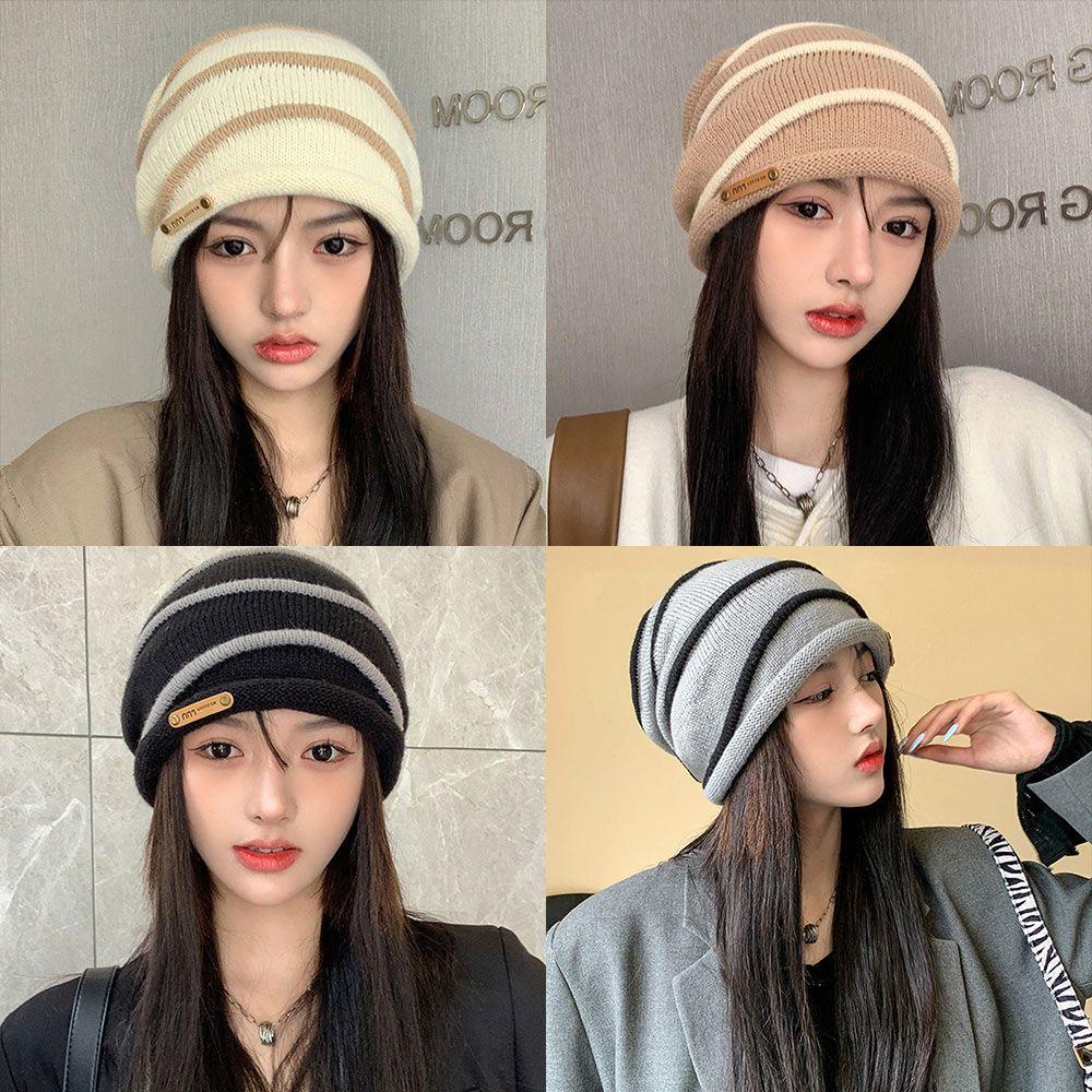 Mũ Beanie Dệt Kim Màu Trơn Dễ Thương 4 Màu Lựa Chọn