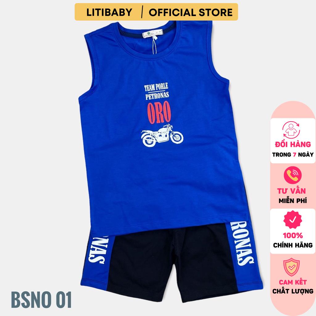 Bộ cotton bé trai LITIBABY sát nách, chữ ORO, size 10/18T, chất cotton mềm mát, thấm hút mồ hôi