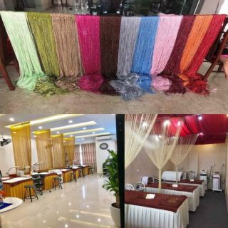 Rèm sợi dù đan kim tuyến 3*3m, trang trí nhà ở,  spa, tiệm nail, thẩm mỹ viện làm đẹp