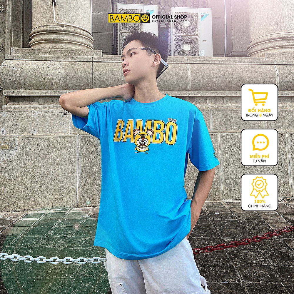 Áo thun Unisex màu xanh BAMBO Mou Duck
