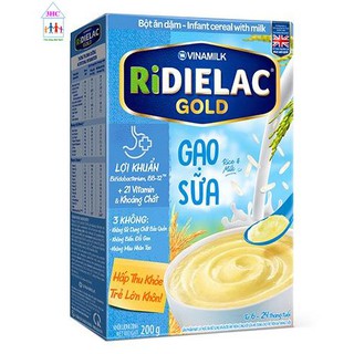 Bột Ăn Dặm Ridielac Gold Gạo sữa - Hộp Giấy 200g