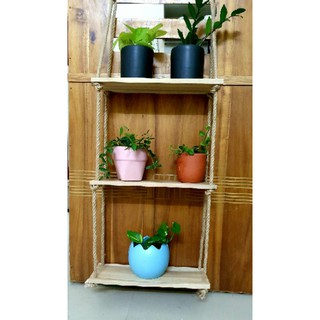 Kệ gỗ dây thừng treo tường trang trí size 40cm x 15cm