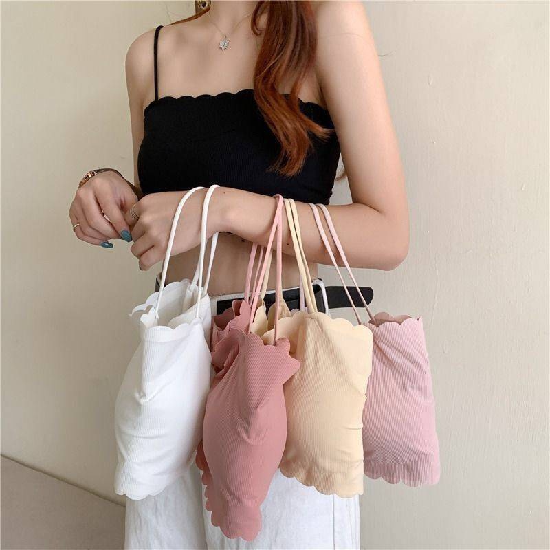 Áo bra 2 dây có mút ngực thiết kế gợn sóng I chất cotton thoáng mát thấm hút mồ hôi I Fmstyle Shop 205240113