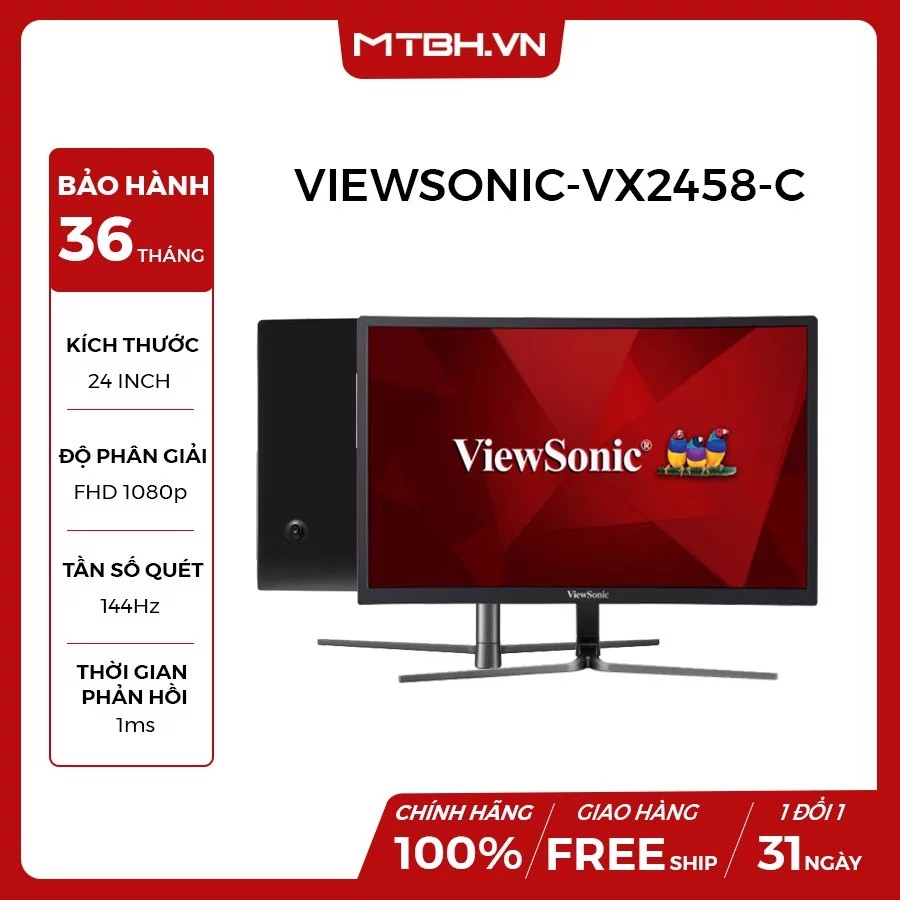 MÀN HÌNH VIEWSONIC 24 INCH VX2458-C VA 144Hz FreeSync | BigBuy360 - bigbuy360.vn