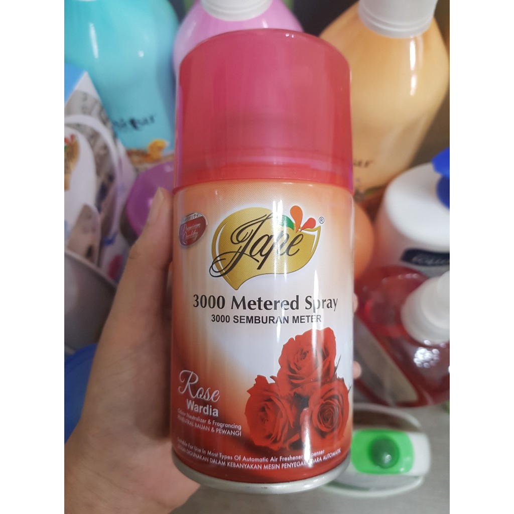 Máy Phun Sương Khử Mùi Tự Động Jape Thơm Phòng (Tặng 1 Bình Ruột Máy) - Hương Hoa Hồng-  600ml [Gồm 1 Máy + 2 Lõi]