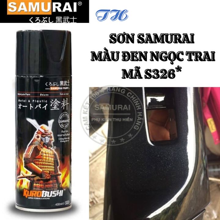 Sơn Xịt Samurai chuyên dùng cho xe máy màu đen ngọc trai S326 * chống cháy, chống rạn nứt, vòi xịt chống chảy