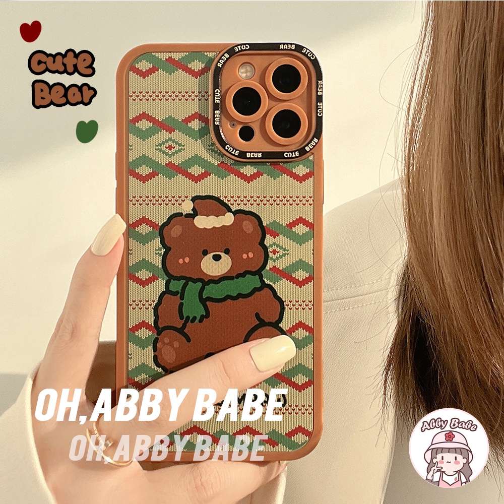 Ốp Điện Thoại TPU Mềm Mỏng Chống Sốc Màu Tương Phản In Hình Gấu Nâu Dễ Thương Cho IP 13 12 11 Pro Max XR 8 7 Plus