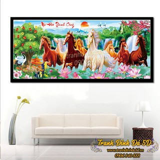 Tranh đính đá ngựa mã đáo thành công kích thước 110x50cm