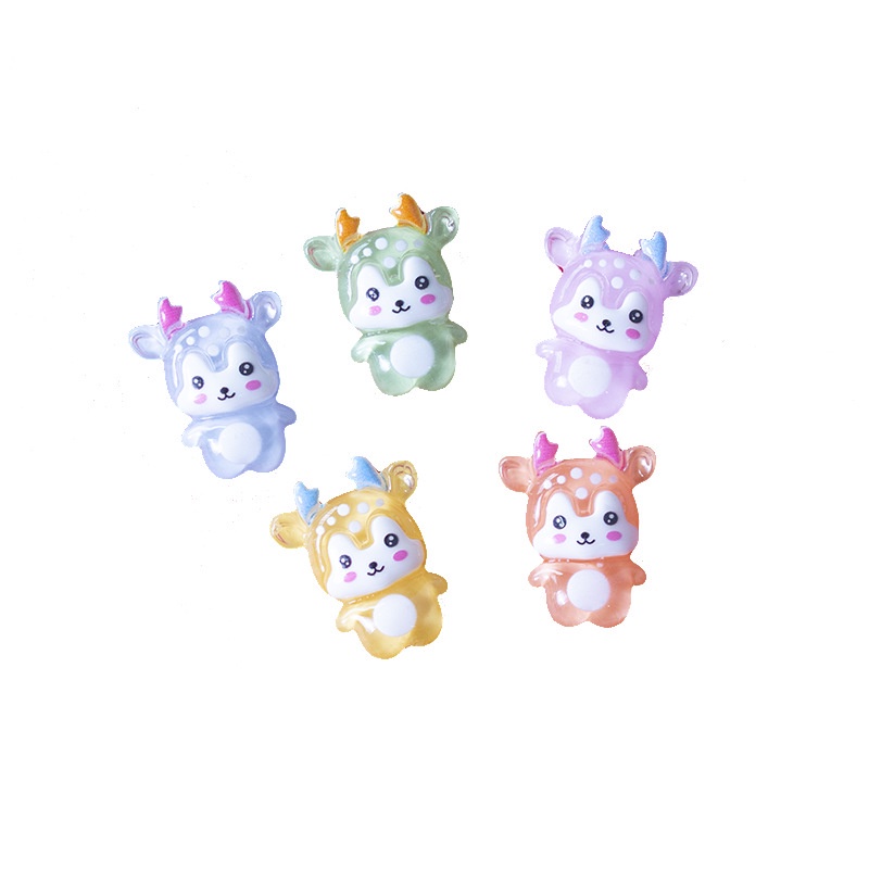 Set 10 Phụ Kiện Trang Trí Ốp Lưng Điện Thoại Hình Chú Nai Đáng Yêu